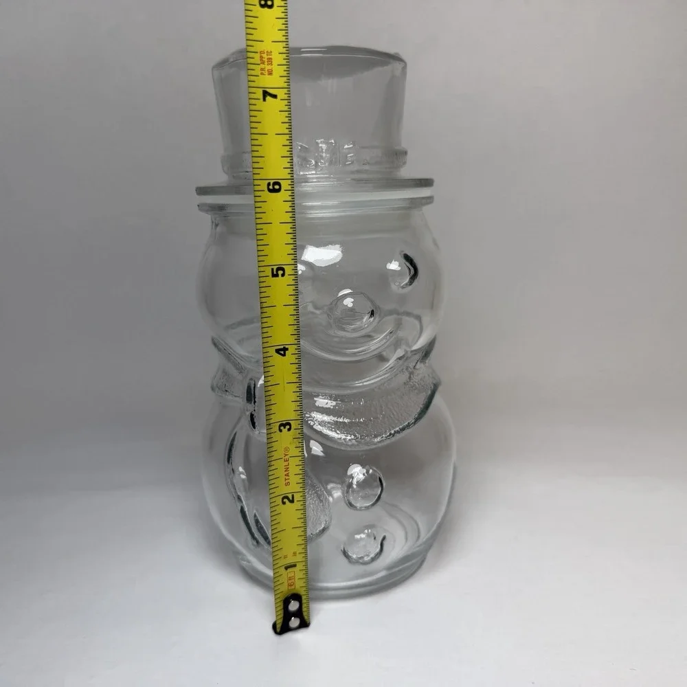 Vintage Libbey Of Canada Glass Snowman Candy Jar Canister 8